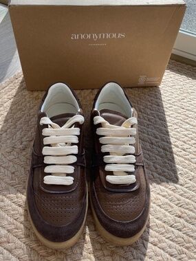 Anonymous Copenhagen- Elevate Dark Taupe & coffee brown calf suede & leather